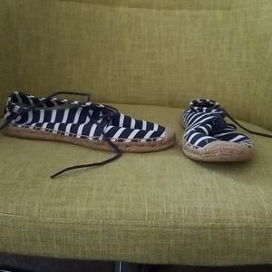 Navy and white espadrilles